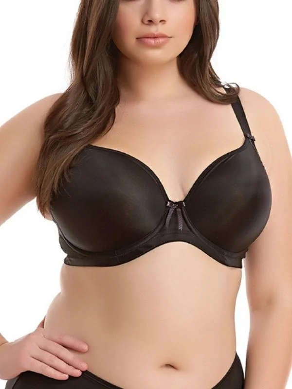 Bijou Banded Moulded Plunge T-Shirt Bra - Black Rayon Velvet Corduroy