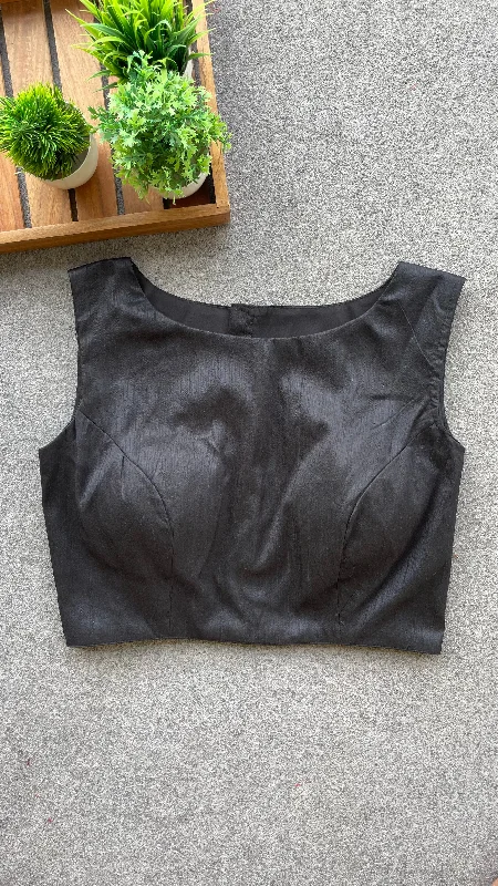 Black silk sleeveless blouse Side Tie Blouse