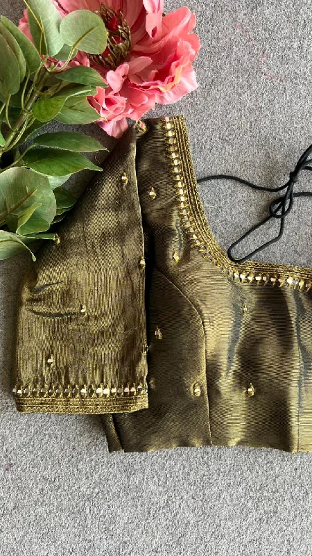 Black tissue mirror embroidery blouse Double-Layered Blouse