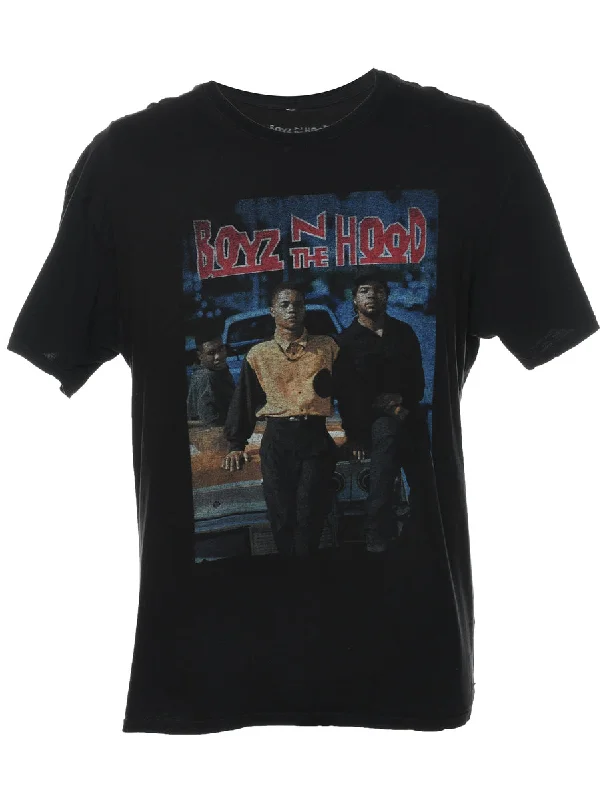 Boyz N The Hood Black 1990s T-Shirt - XL Front Pockets Side Pockets Patch Pockets
