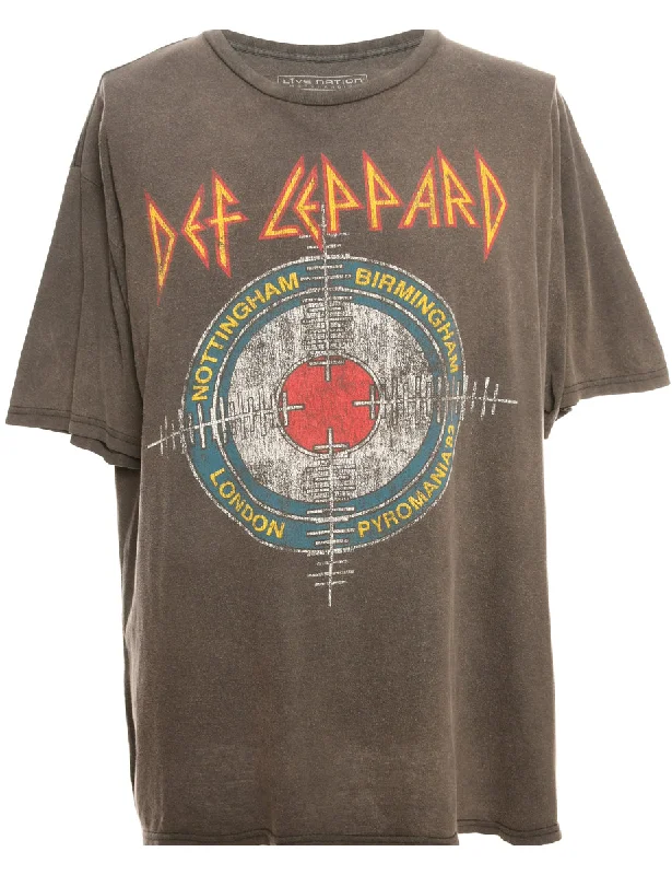 Brown Def Leppard T-shirt - M Layered Multi-layer Single Layer