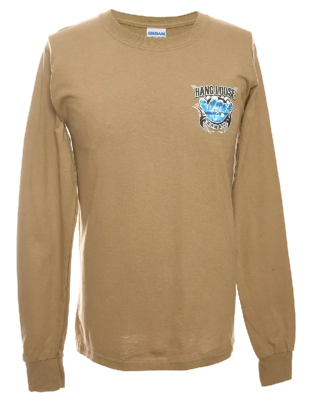 Brown Gildan Hang Loose Printed T-shirt - S Chenille Brocade Lace