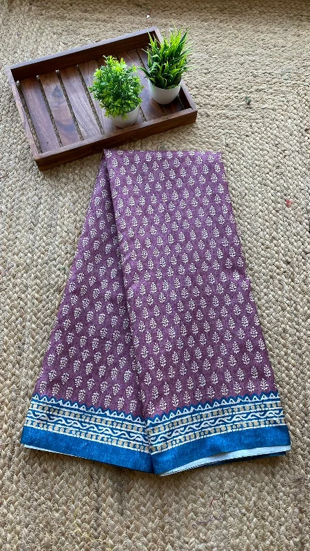 Brown khadi silk saree with blouse Vintage Polka Blouse