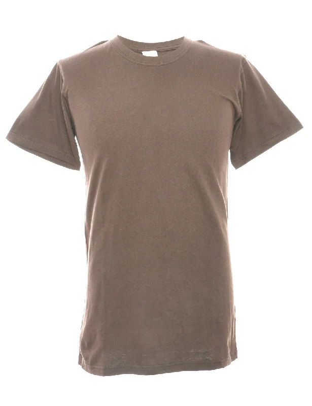 Brown Plain T-shirt - S Nylon Fabric Polyester Fabric Spandex Fabric