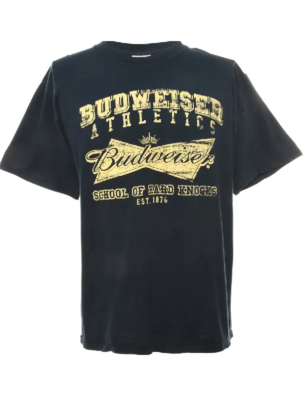 Budweiser Navy Sports T-shirt - L Elegant Classic Vintage