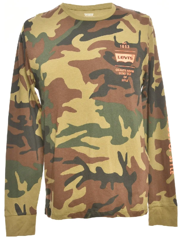 Camouflage Print Levi's Printed T-shirt - L Striped Floral Plaid