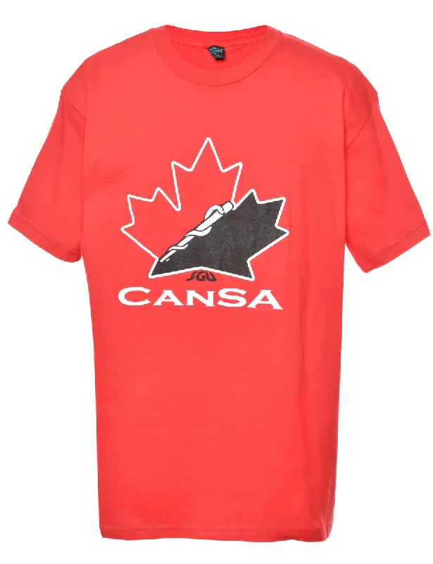 Cansa Printed T-shirt - M Basic T-Shirt Crew Neck Short Sleeve