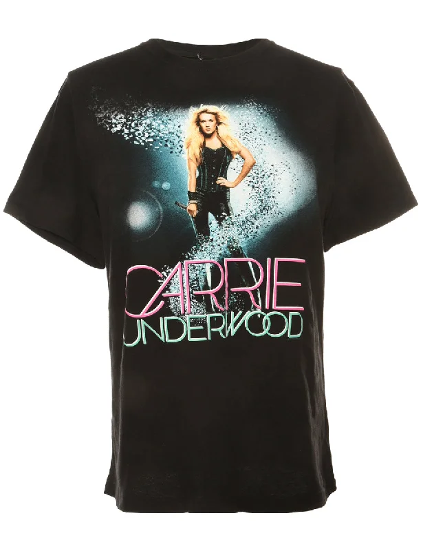 Carie Underwood Black Printed T-shirt - M Rayon Velvet Corduroy