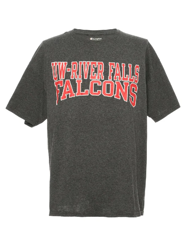 Champion Dark Grey Printed T-shirt - L Terry Blend Velvet Blend Canvas Blend