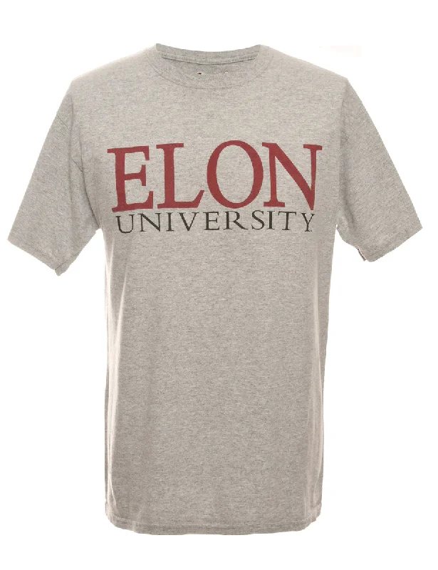 Champion Elon University Printed T-shirt - M Striped Floral Plaid
