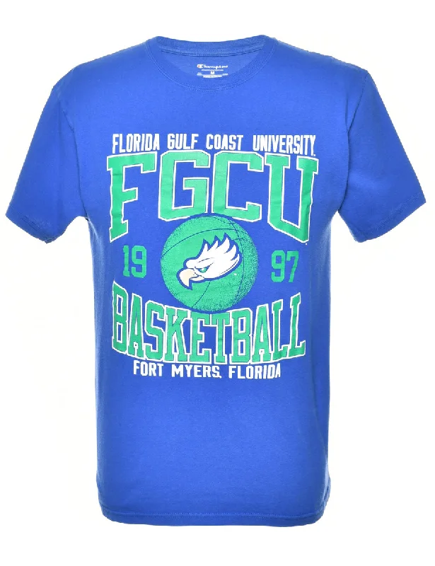 Champion Florida Gulf Coast University Printed T-shirt - M Notch Collar Peter Pan Collar Cowl Neck