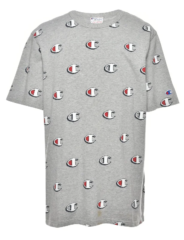 Champion Printed T-shirt - L Plaid T-Shirt Polka Dot Checkered