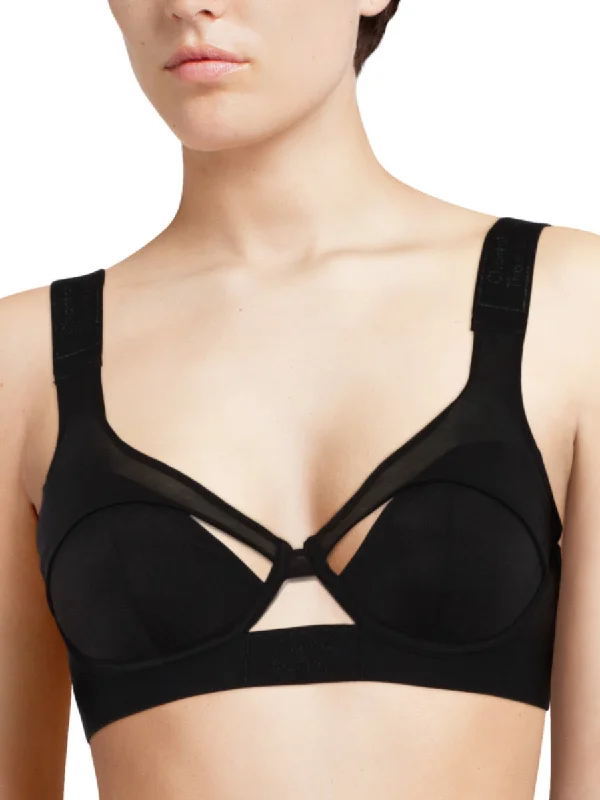 Sharp T-Shirt Bra - Black V-Neck T-Shirt Long Sleeve Cotton