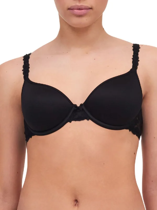 Champs Elysees T-Shirt Bra - Black Ribbed Striped Patterned