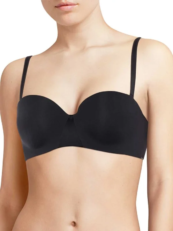 Essentiall Bandeau T-Shirt Bra - Black Satin Fabric Silk Fabric Chiffon Fabric