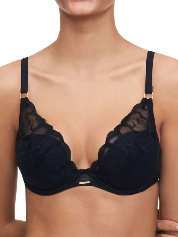 Fleurs Plunge T-Shirt Bra - Black Front Pockets Side Pockets Patch Pockets