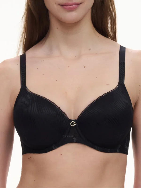 Intrigue Memory Foam T-Shirt Bra - Black Hooded Caped Shawl Collar