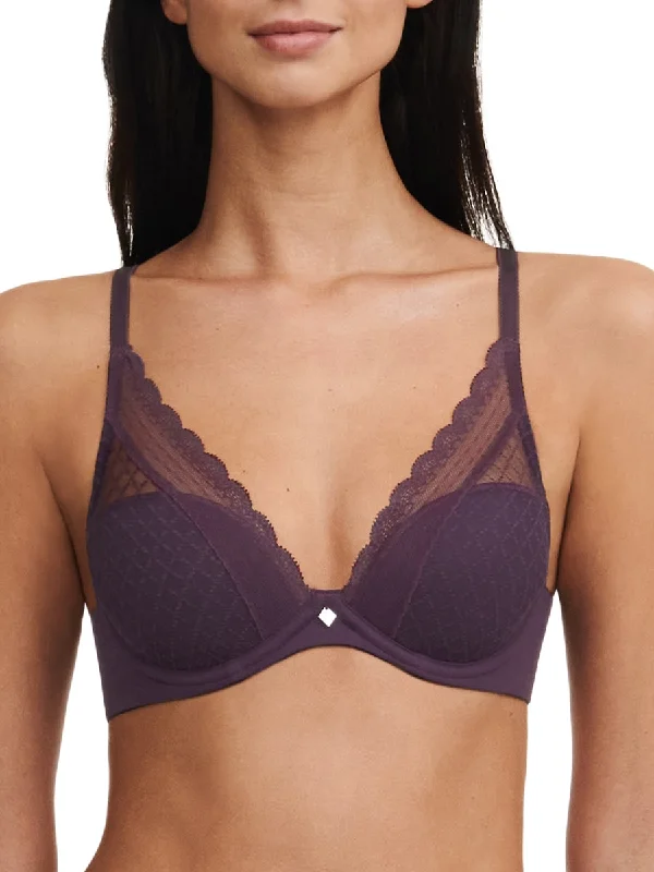 Norah Chic Plunge T-Shirt Bra - Aubergine Knit Fabric Woven Fabric Fleece Fabric