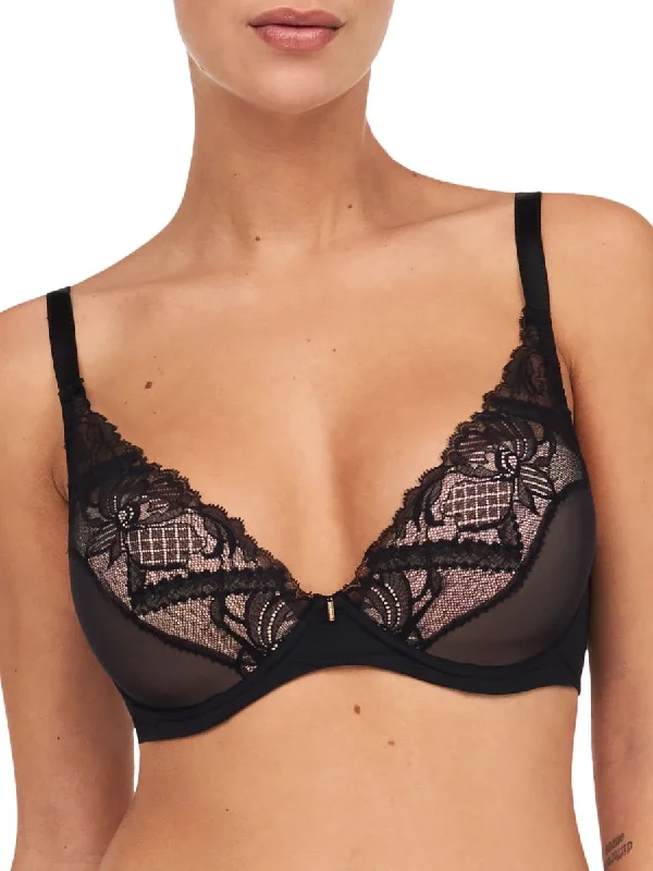 Orangerie Dream Plunge T-Shirt Bra - Black Spandex Blend Rayon Blend Denim Blend