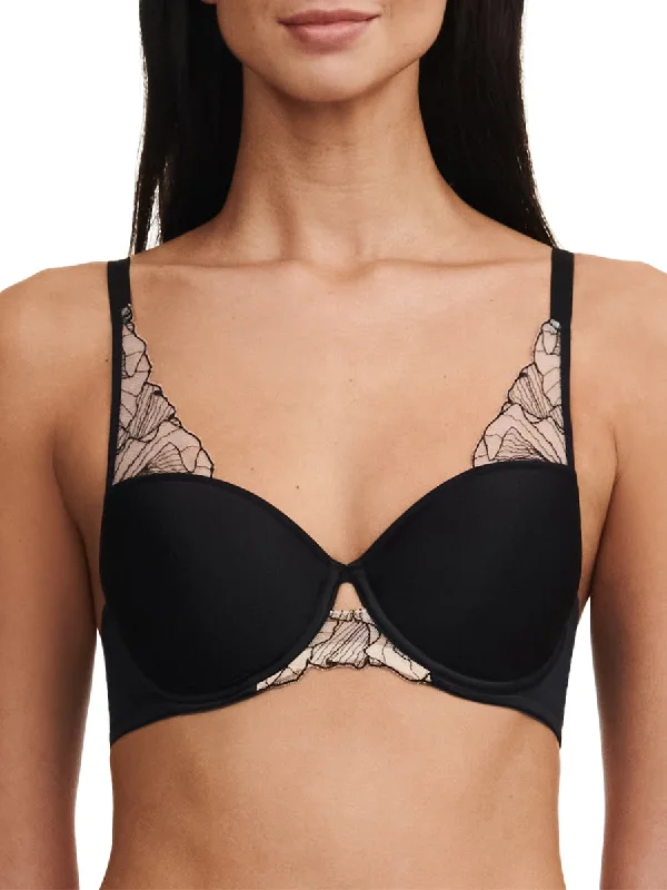 Tattoo Love Half Cup Memory Foam T-Shirt Bra - Black/Golden Beige Mesh Blend Leather Blend Suede Blend