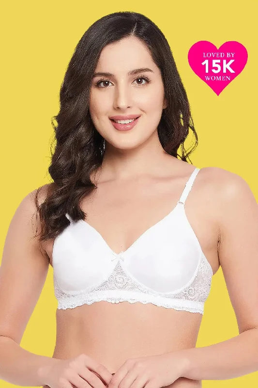 Clovia Flair Non-Padded Non-Wired Full Coverage Spacer Cup T-shirt Bra in White - Cotton Rich Fashionable Trendy Casual Clovia Flair Non-Padded Non-Wired Full Coverage Spacer Cup T-shirt Bra in White - Cotton Rich Fashionable Trendy Casual