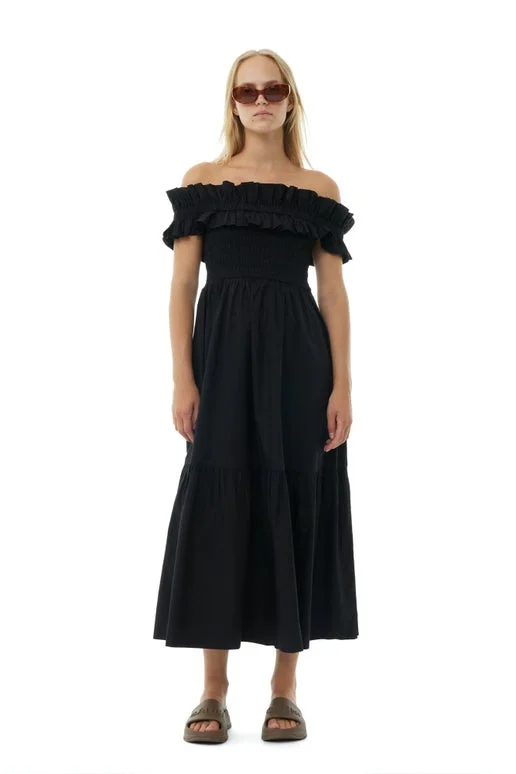 Cotton Poplin Long Smock Dress