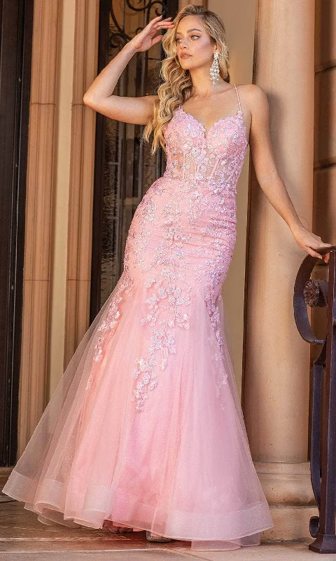 Dancing Queen 4353 - Applique Trumpet Prom Dress