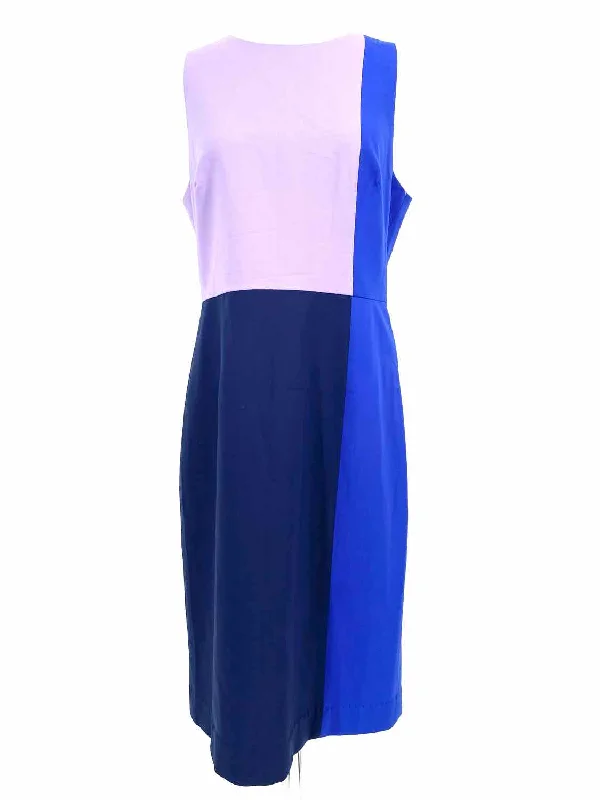 Diane Von Furstenberg Women's Violet sheath Wool Blend Color Block Size 8 Dress