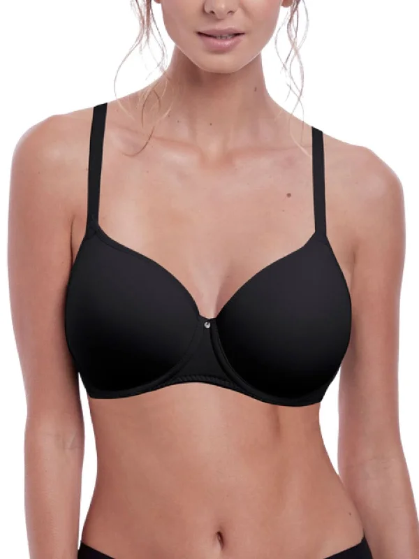 Aura Moulded T-Shirt Bra - Black Graphic T-Shirt Round Neck Polyester