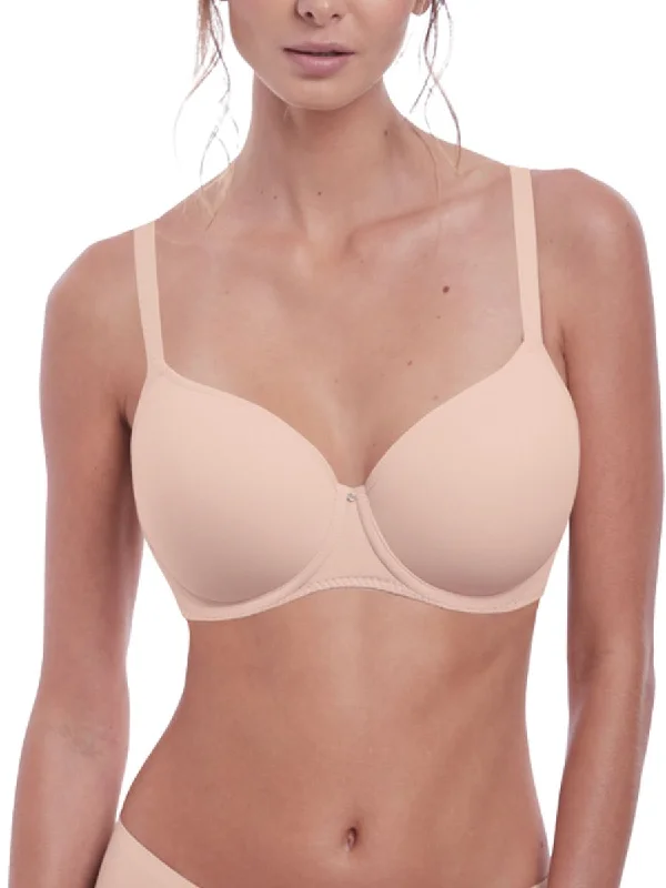 Aura Moulded T-Shirt Bra - Natural Beige Notch Collar Peter Pan Collar Cowl Neck