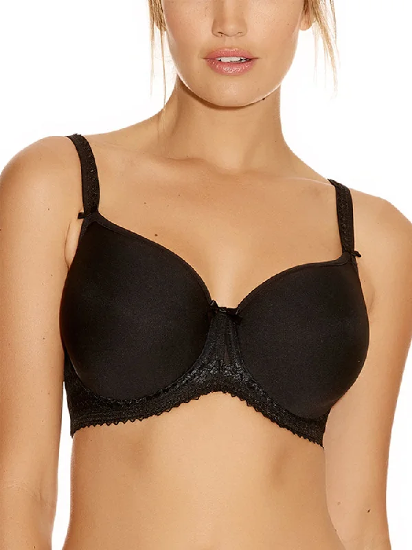 Rebecca Moulded T-Shirt Bra - Black Seamless Knitted Crochet