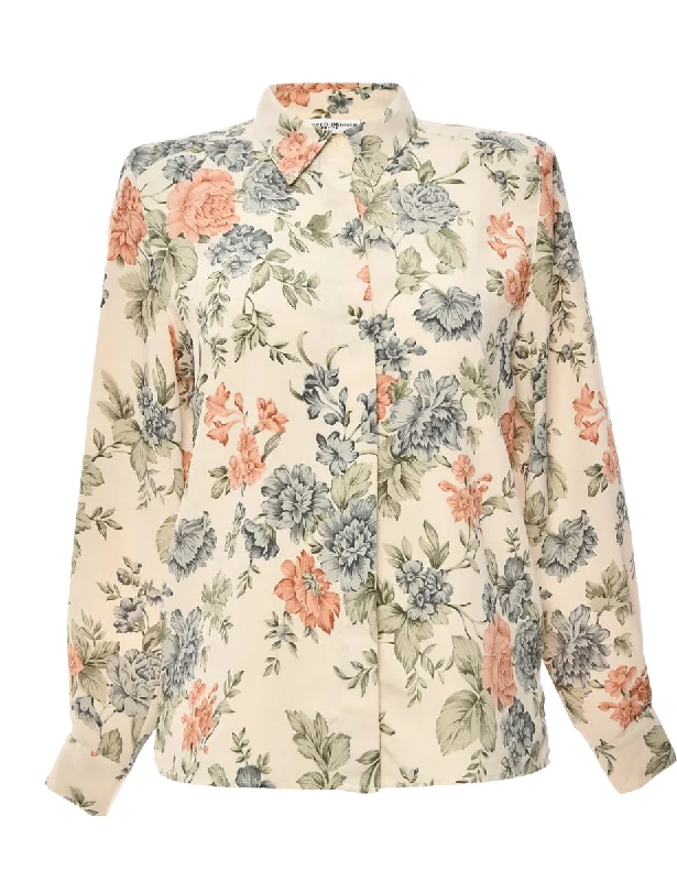 Floral Alfred Dunner Blouse - L Soft Satin Blouse