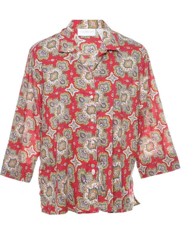 Floral Blouse - L Sheer Mesh Blouse