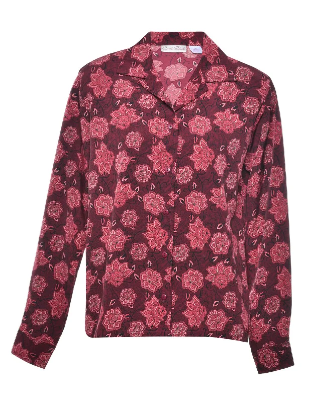 Floral Blouse - L Cotton Casual Blouse