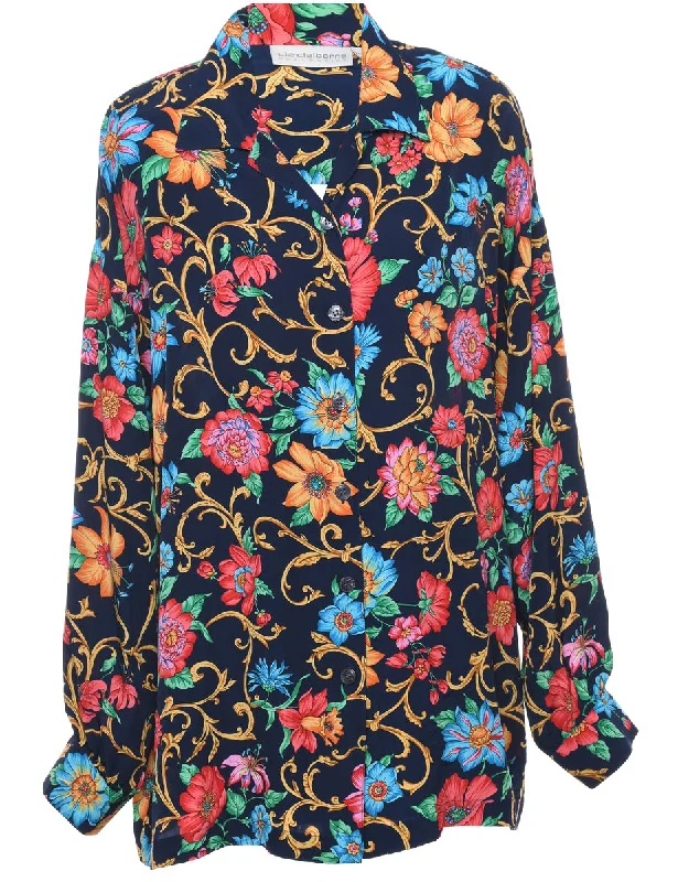 Floral Blouse - L Chic Off-Shoulder Blouse