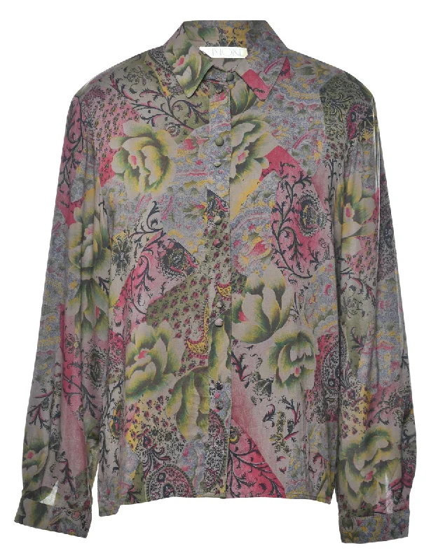 Floral Blouse - L Chic Square Blouse