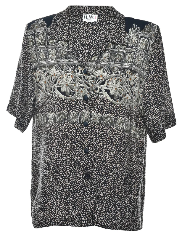 Floral Blouse - L Polished Work Blouse
