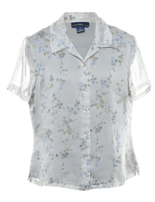 Floral Blouse - M Classic Minimalist Blouse