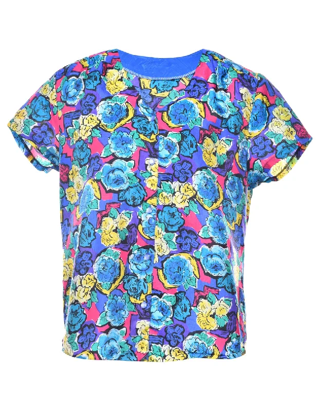 Floral Blouse - M Modern Work Blouse
