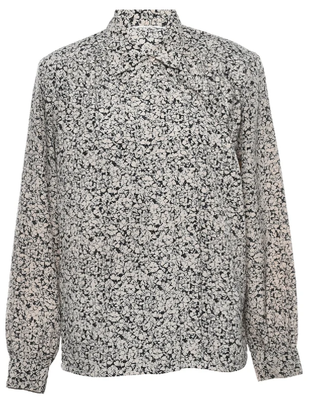 Floral Blouse - M Sheer Sleeve Blouse