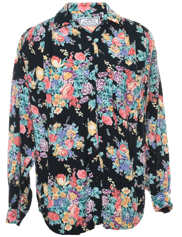 Floral Blouse - S Feminine Satin Blouse
