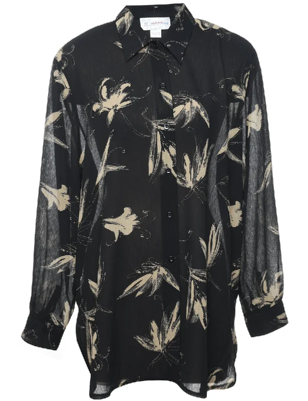 Floral Blouse - XL Soft Satin Blouse