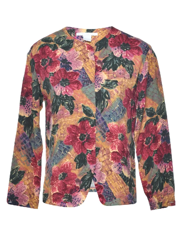 Floral Blouse - XS Satin Long Blouse