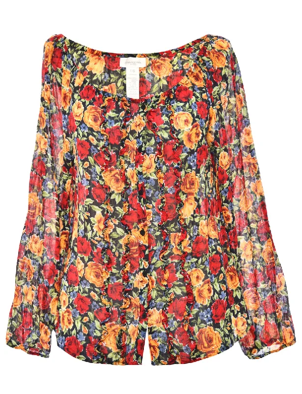 Floral Jones New York Multi-Colour Blouse - XL Boho Chic Blouse