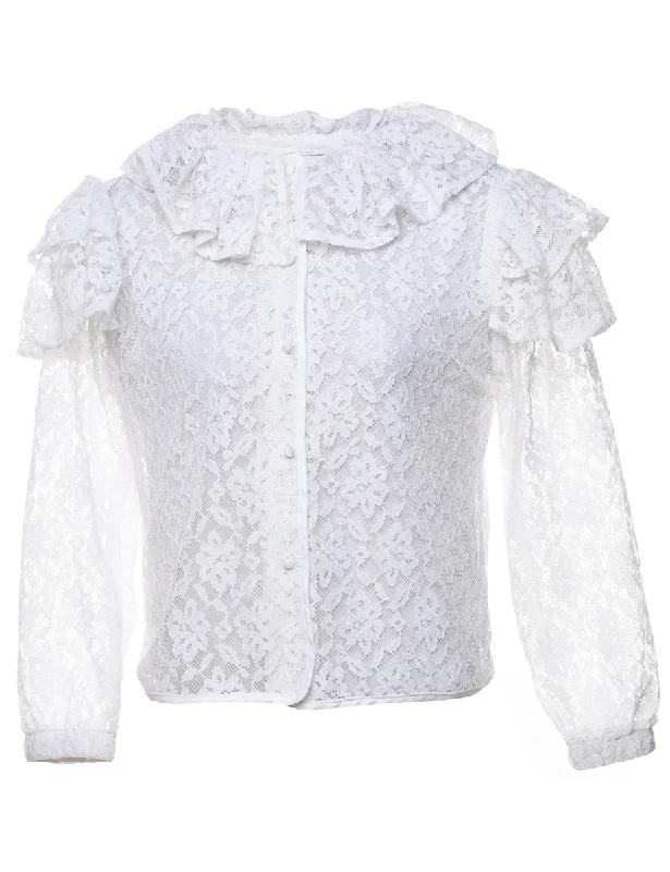 Floral Lace Blouse - M Stylish Wrap Blouse