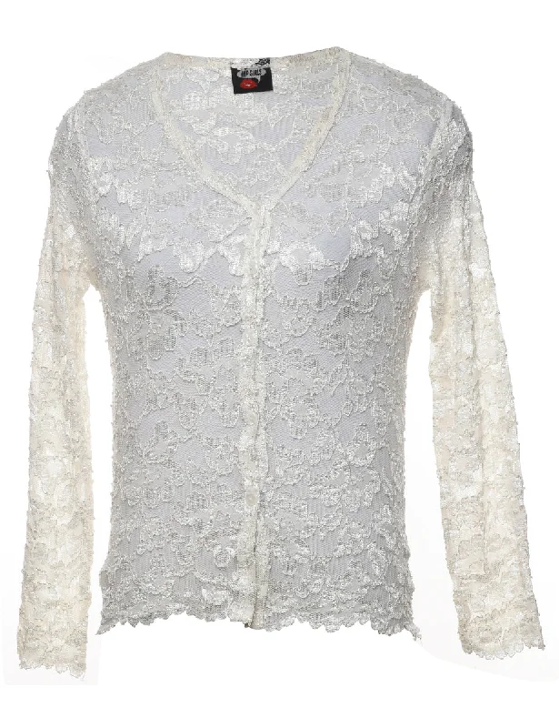 Floral Lace Blouse - S Loose Fit Blouse