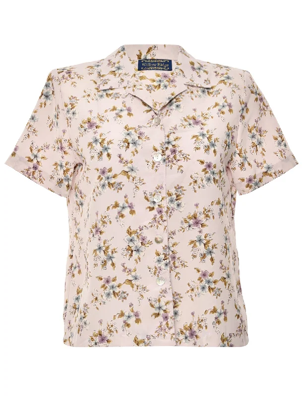Floral Lilac Blouse - M Smart Casual Blouse