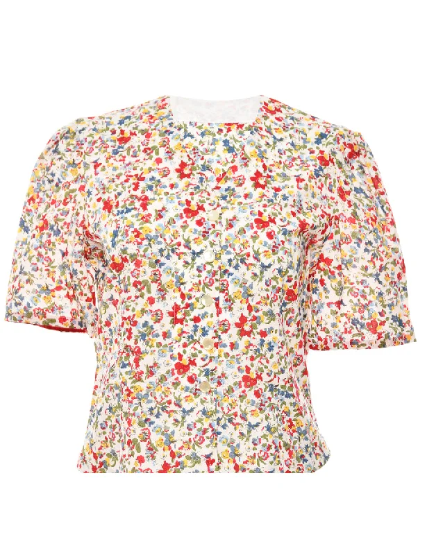 Floral Multi-Colour Blouse - L Everyday Stylish Blouse