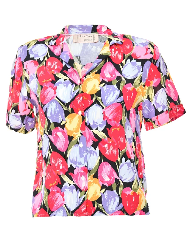 Floral Multi Colour Blouse - M Business Casual Blouse