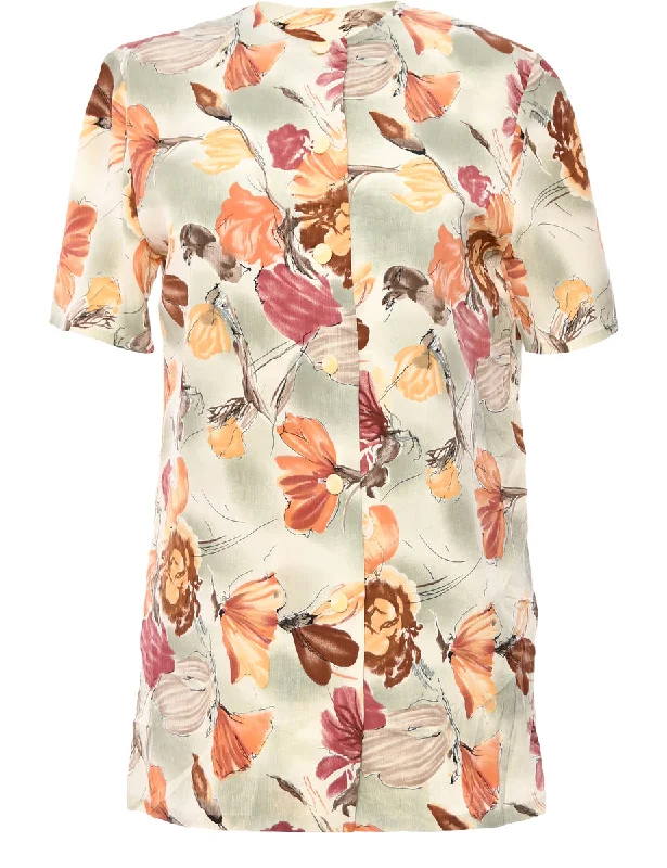 Floral Multi-Colour Blouse - M Modern Oversized Blouse